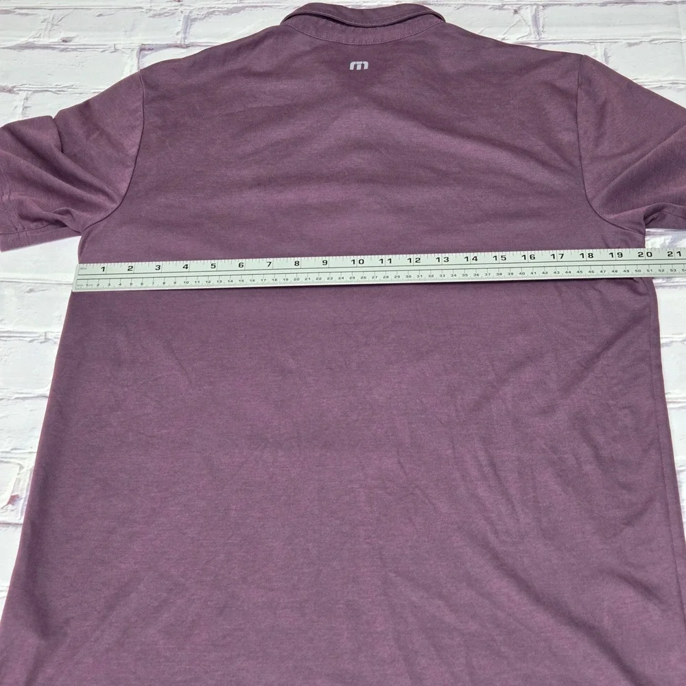 Travis Mathew Polo Shirt Burgundy Striped Pinehurst Golf Short Sleeve Mens Sz M